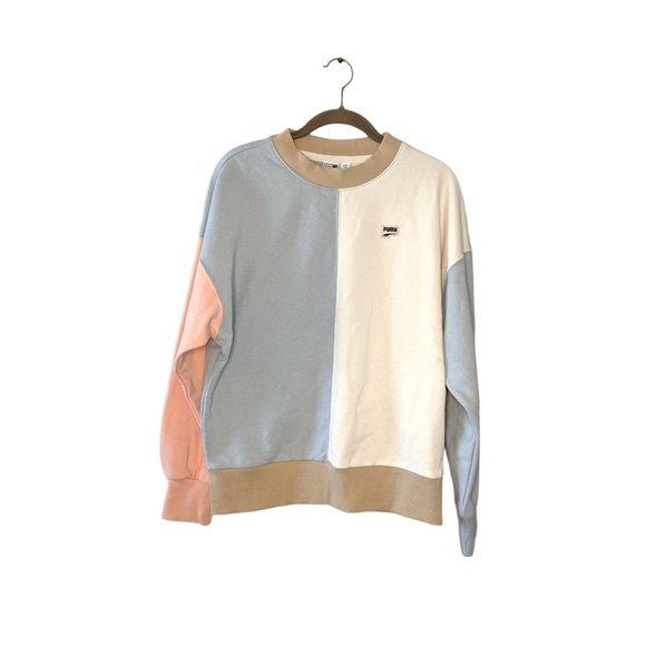 NWT Puma Downtown Crew Neck Sweatshirt XS Ivory Glow/Peach Parfait - Picture 3 of 13